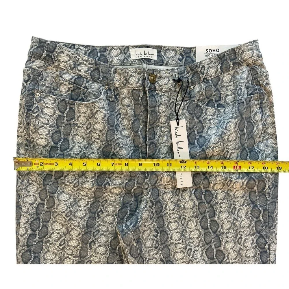 Nicole Miller‎ Soho High Rise Skinny Jeans Size 14 Snake Print Stretch Denim